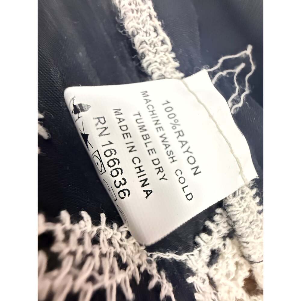 Boho Kimono Cardigan Black Ecru Crochet Lace Embroidered Duster Womens Plus 2X - Picture 8 of 8
